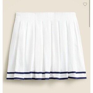 Crewcuts Girls Linen Blend White Stripe Pleated Skirt Sz 12 NWT a